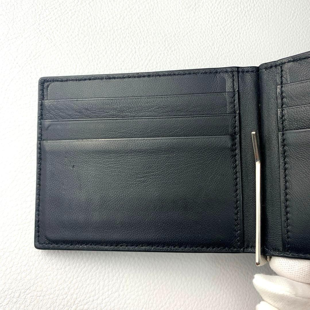 【未使用級】サンローラン マネークリップ 二つ折り財布 クロコ型押し ブラック