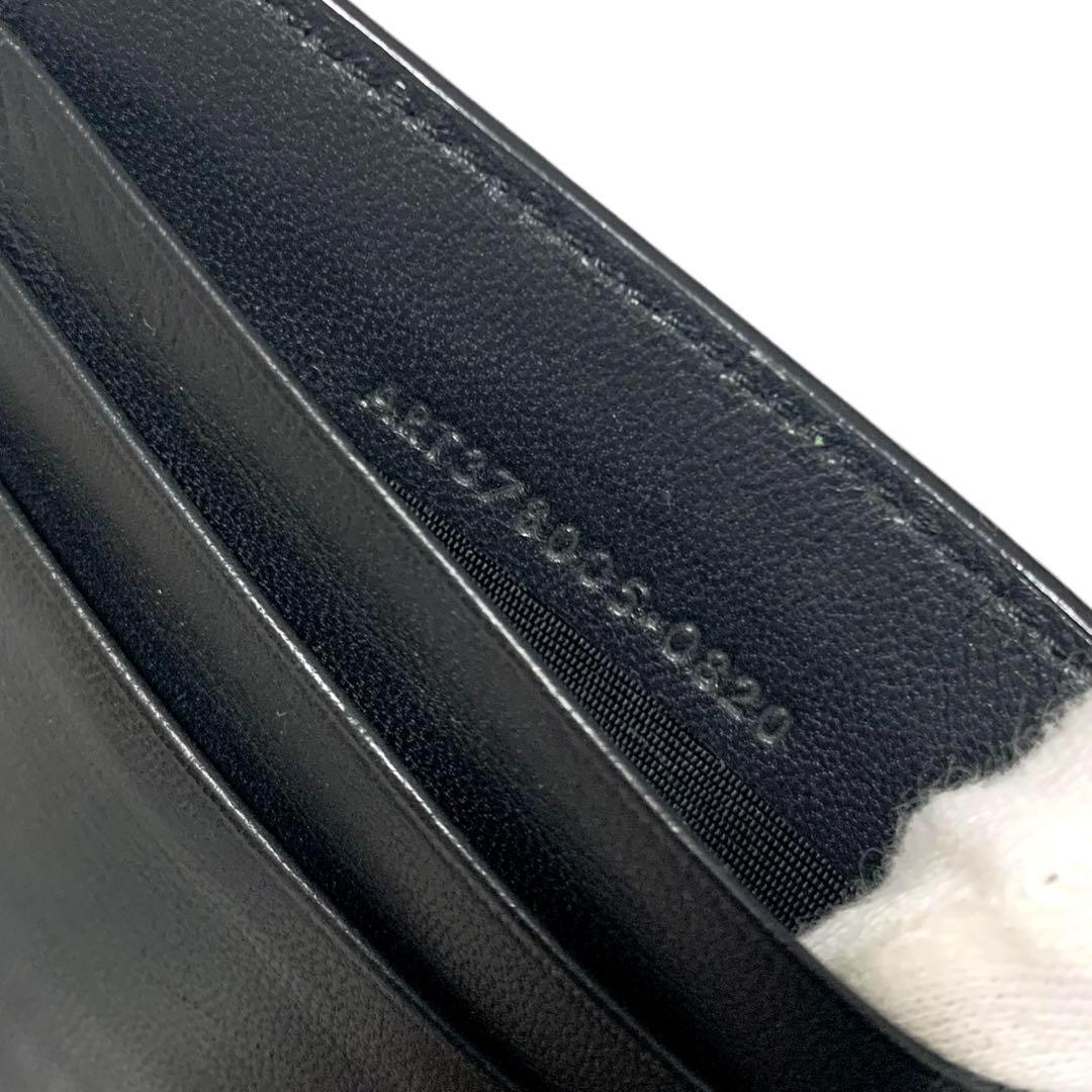 【未使用級】サンローラン マネークリップ 二つ折り財布 クロコ型押し ブラック