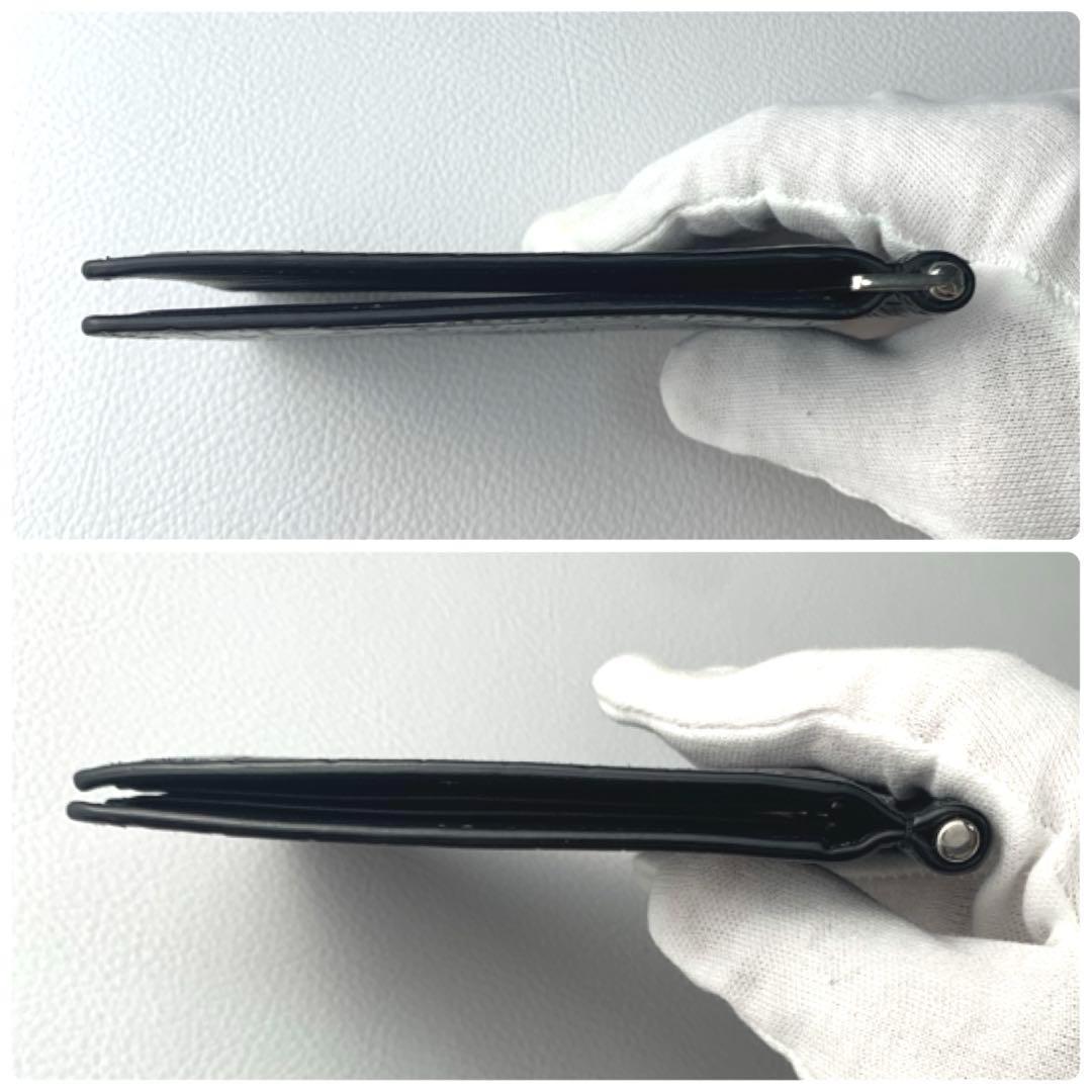 【未使用級】サンローラン マネークリップ 二つ折り財布 クロコ型押し ブラック