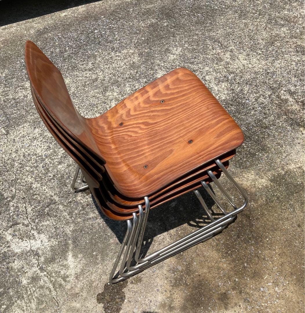 西ドイツ KOKUYO 木製 スタッキング チェア 2脚セット ②