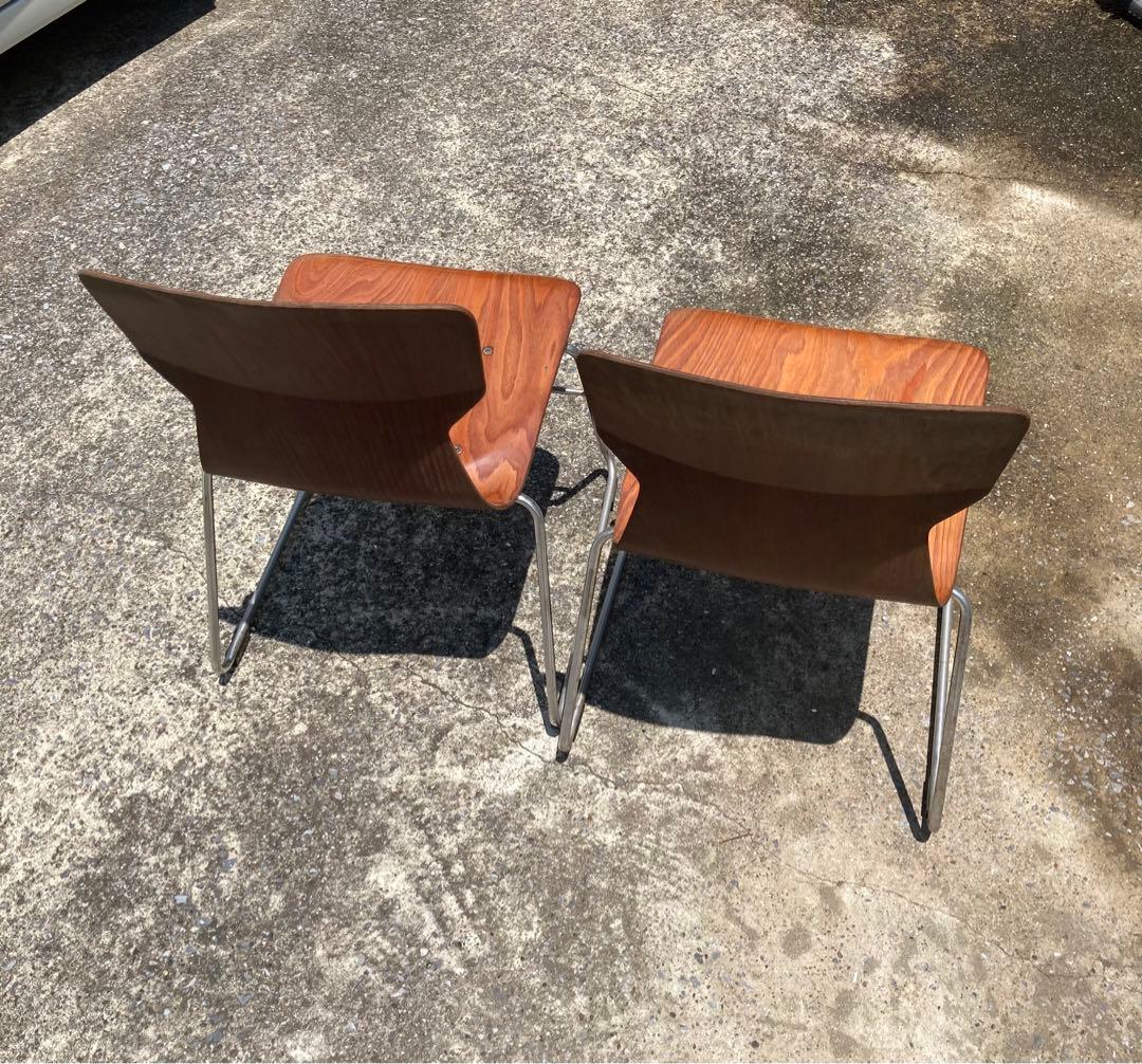 西ドイツ KOKUYO 木製 スタッキング チェア 2脚セット ②