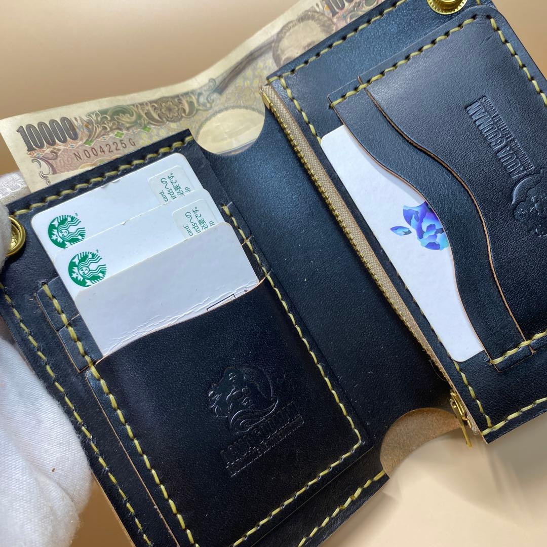 無骨 艶 マチ お札折らずに収納できる手染めミドルトラッカーウォレット BTW