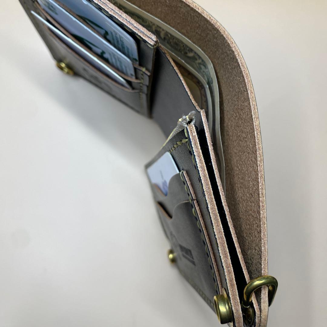 無骨 艶 マチ お札折らずに収納できる手染めミドルトラッカーウォレット BTW