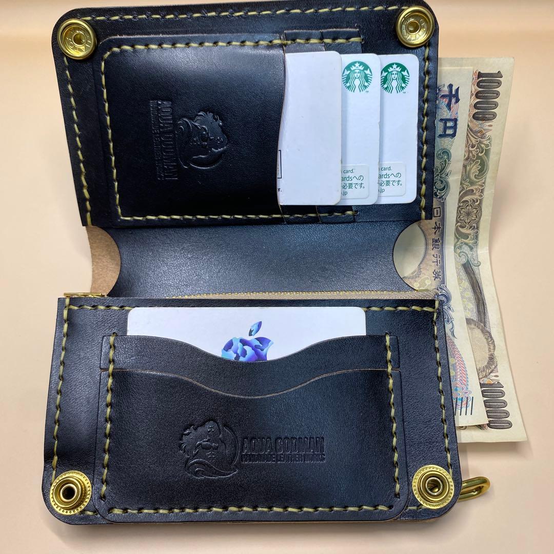 無骨 艶 マチ お札折らずに収納できる手染めミドルトラッカーウォレット BTW