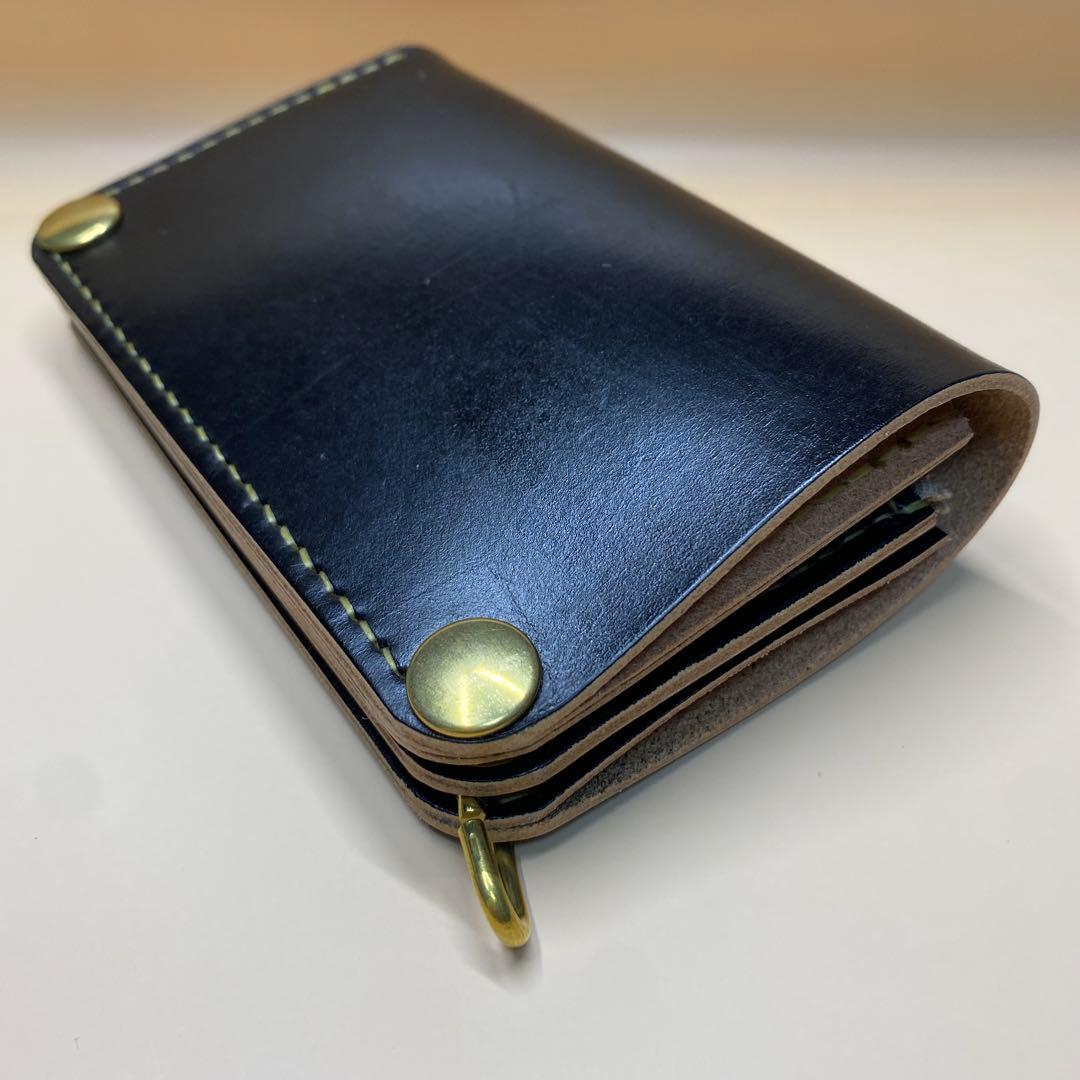 無骨 艶 マチ お札折らずに収納できる手染めミドルトラッカーウォレット BTW