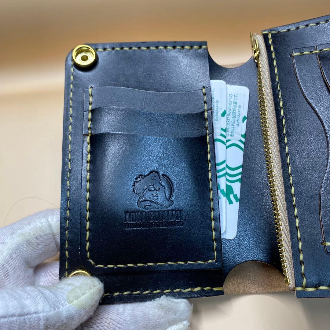 無骨 艶 マチ お札折らずに収納できる手染めミドルトラッカーウォレット BTW