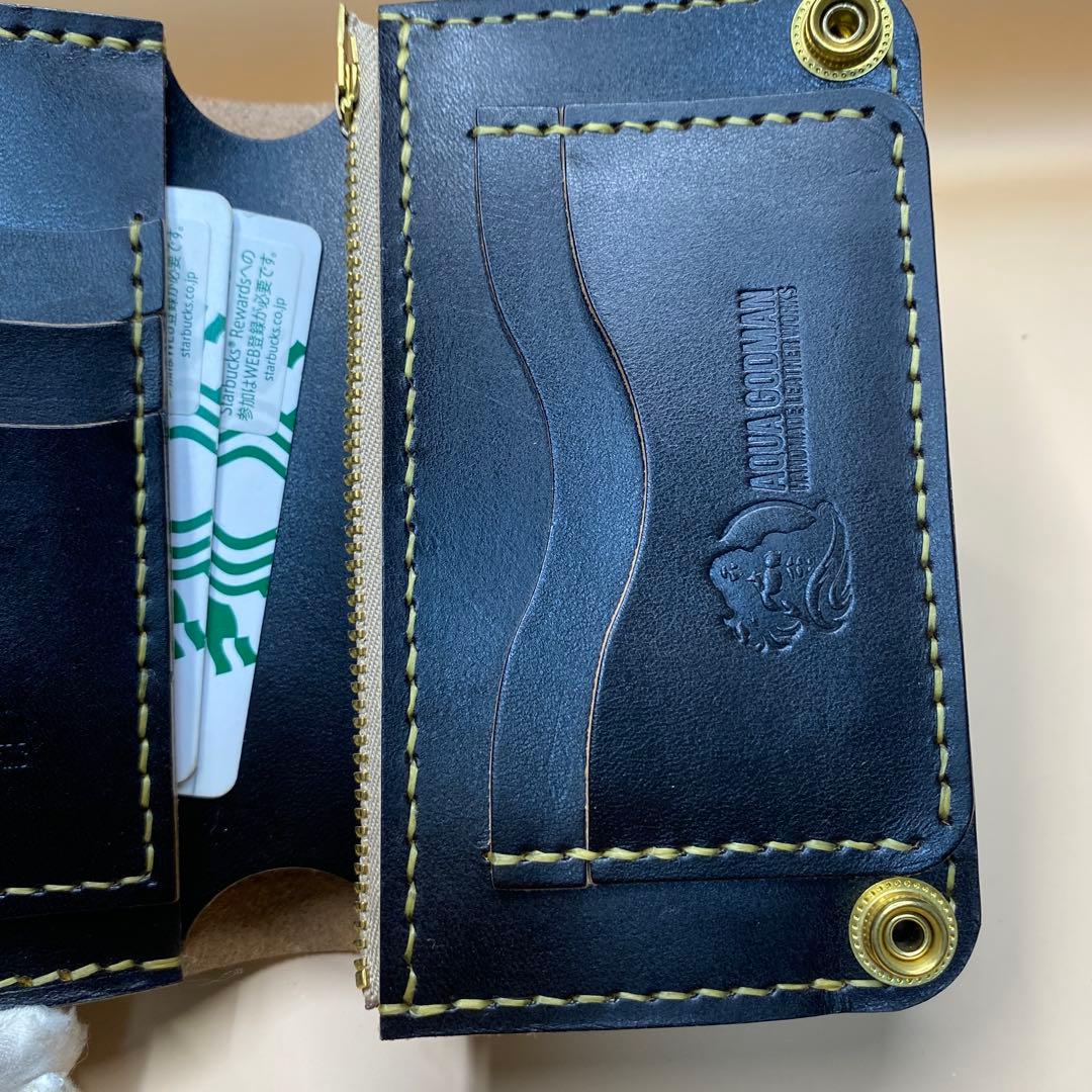 無骨 艶 マチ お札折らずに収納できる手染めミドルトラッカーウォレット BTW