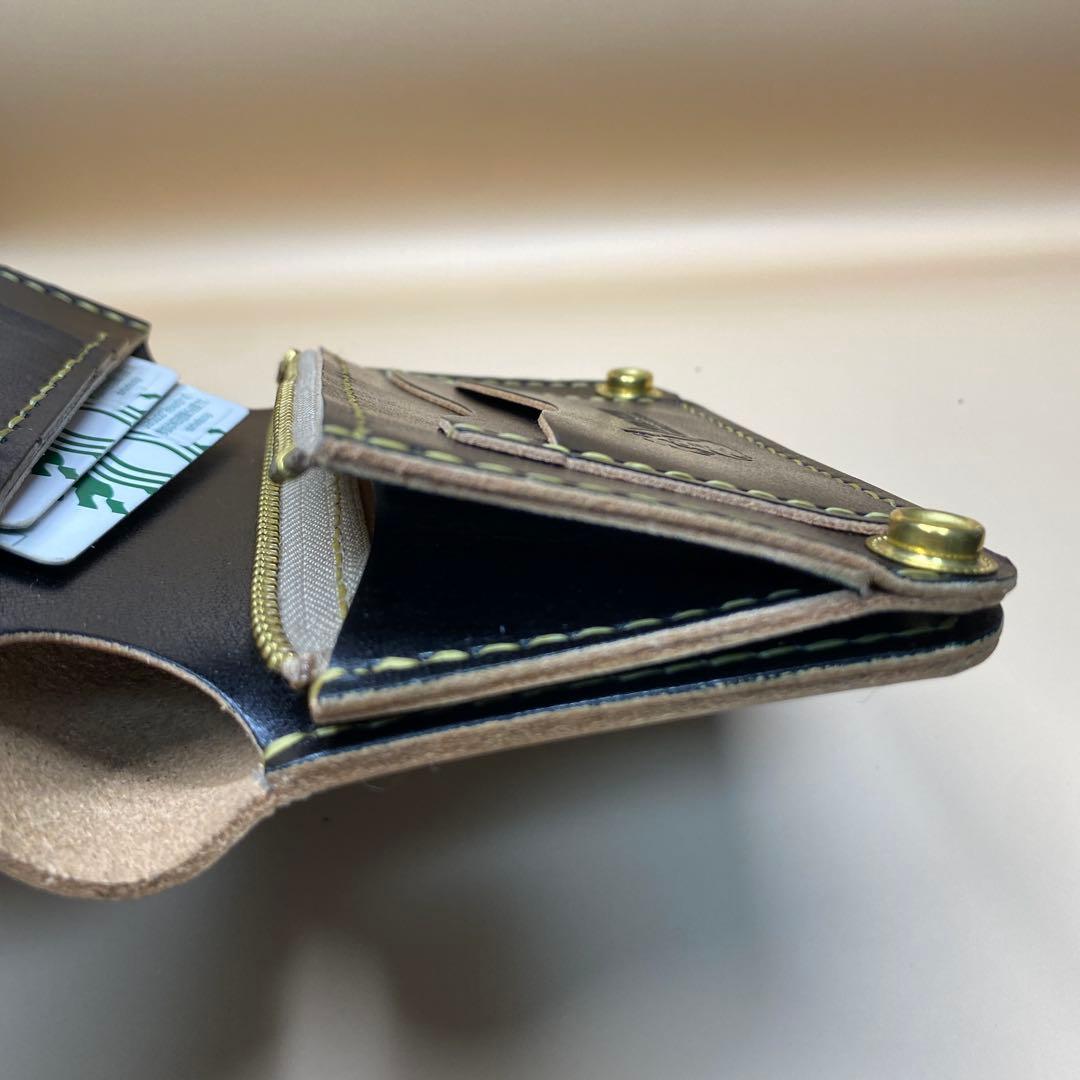 無骨 艶 マチ お札折らずに収納できる手染めミドルトラッカーウォレット BTW