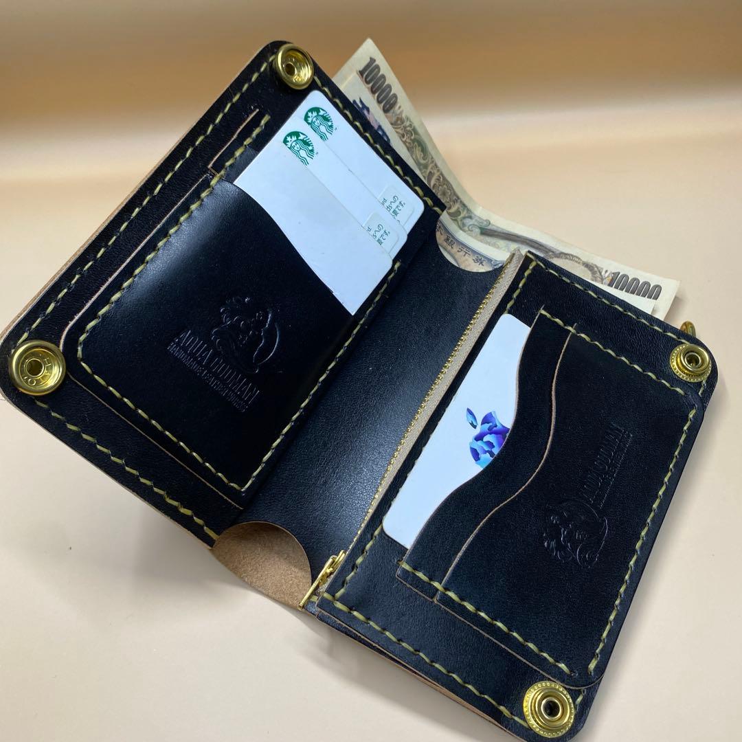 無骨 艶 マチ お札折らずに収納できる手染めミドルトラッカーウォレット BTW