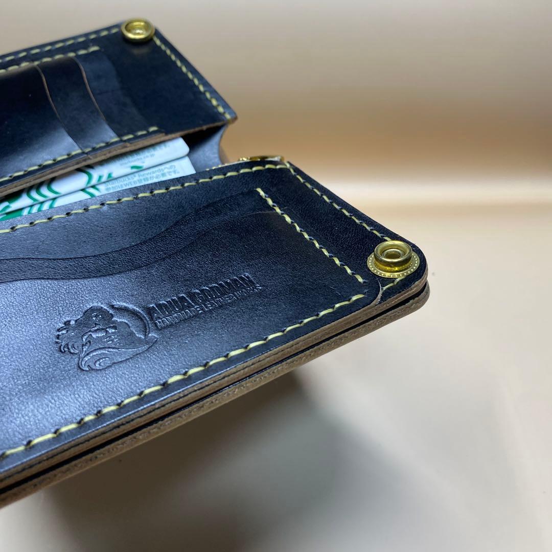 無骨 艶 マチ お札折らずに収納できる手染めミドルトラッカーウォレット BTW