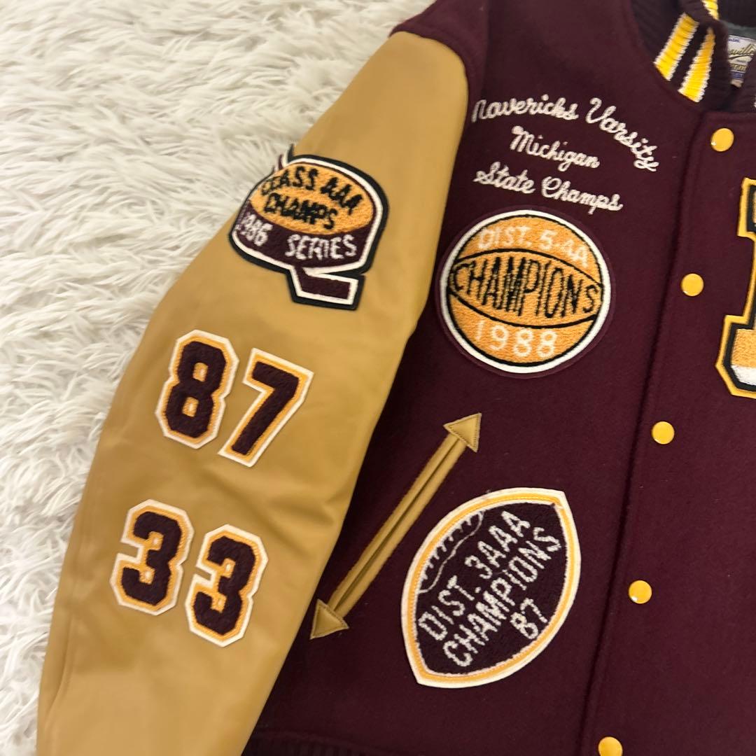 【極美品】WHITESVILLE スタジャン　フルデコ　フットボール　40