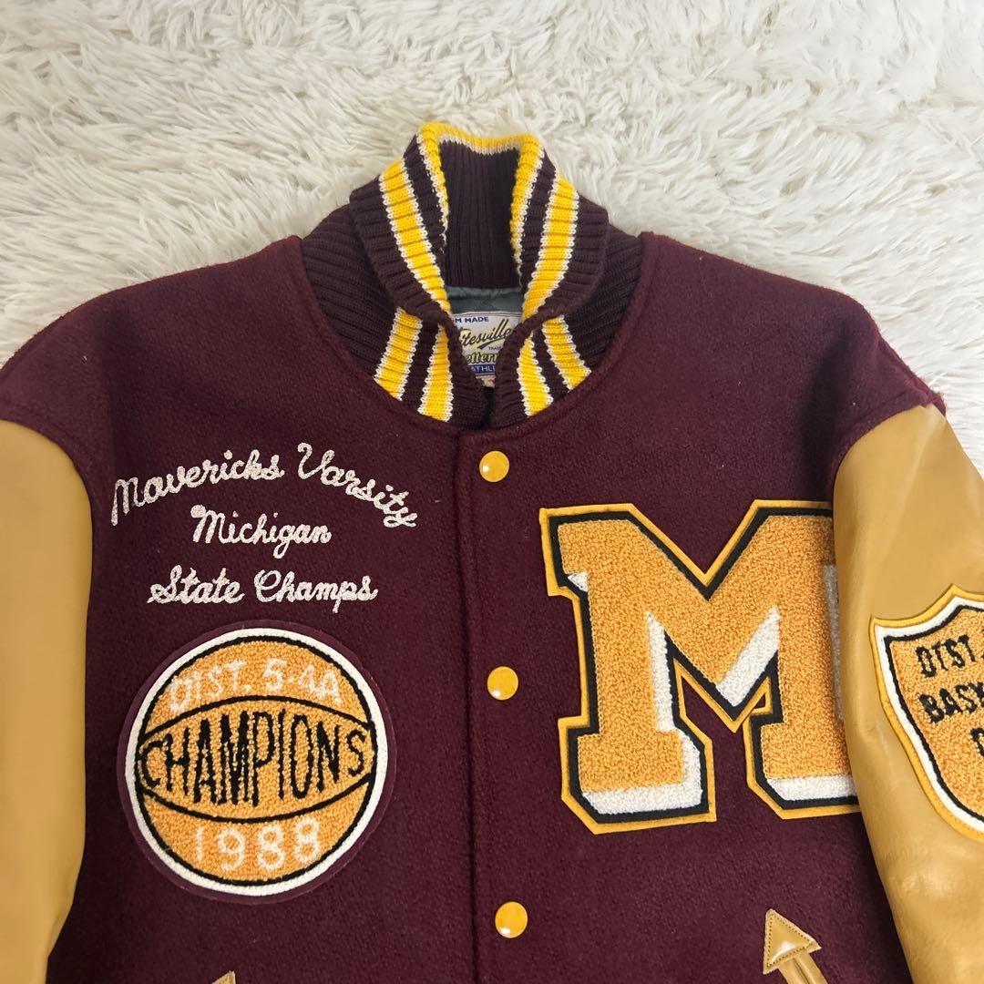 【極美品】WHITESVILLE スタジャン　フルデコ　フットボール　40