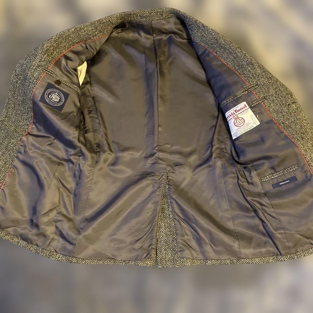 グレー系 ヘリンボーン テーラードジャケット　中古品