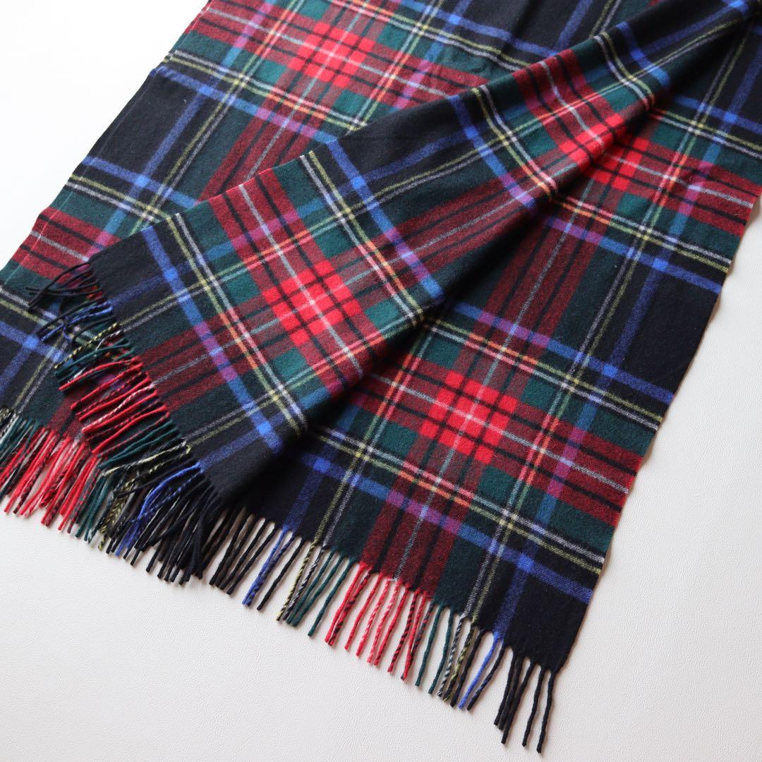 5384【美品】ジョンストンズ 大判ストール カシミヤ100％ チェック