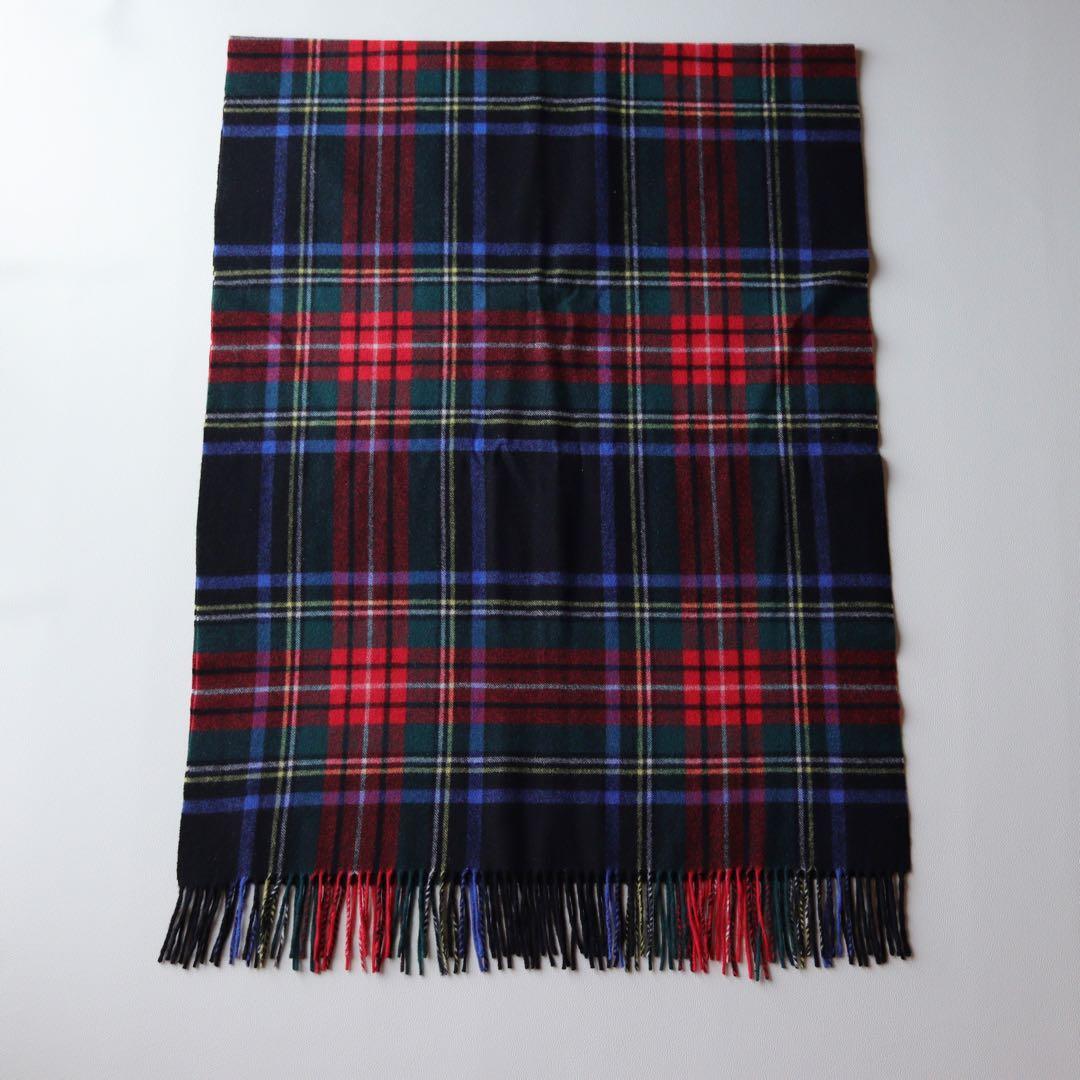 5384【美品】ジョンストンズ 大判ストール カシミヤ100％ チェック