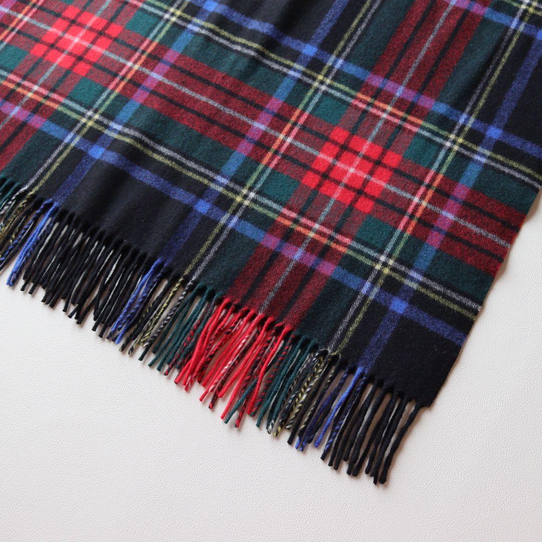 5384【美品】ジョンストンズ 大判ストール カシミヤ100％ チェック