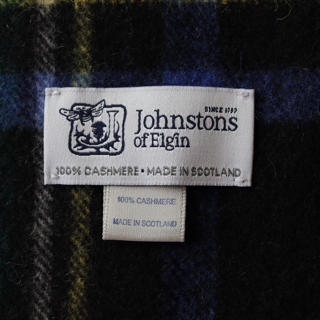 5384【美品】ジョンストンズ 大判ストール カシミヤ100％ チェック