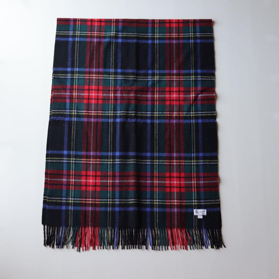 5384【美品】ジョンストンズ 大判ストール カシミヤ100％ チェック