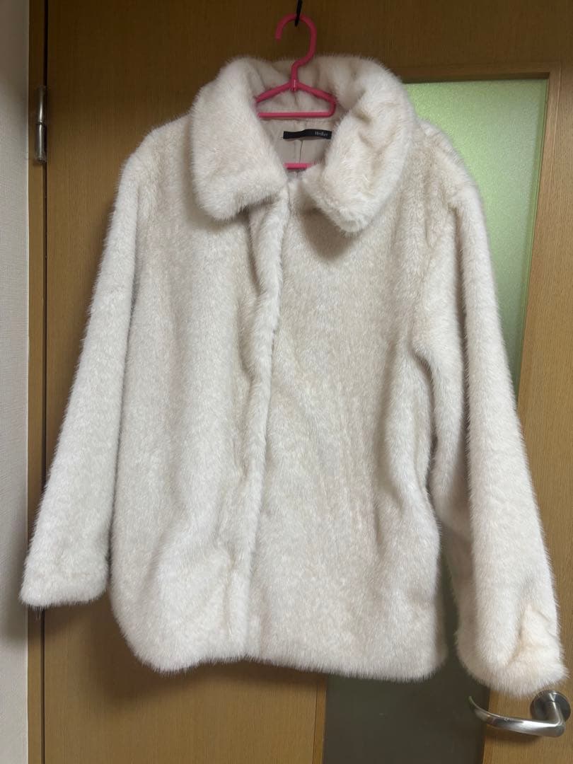 Heather アウター　MIXファーミドルジャケット（オフホワイト）