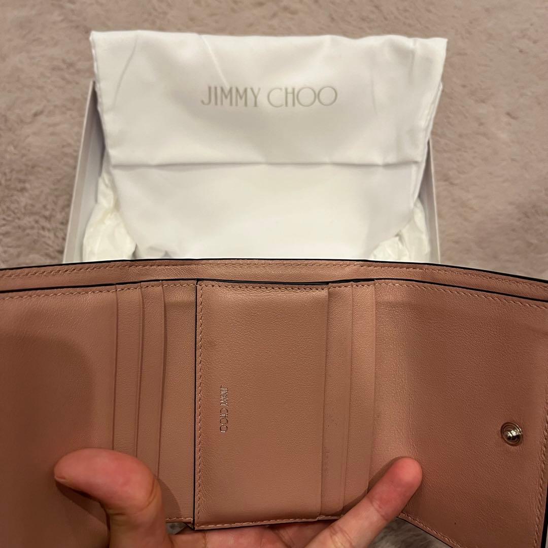 【箱付き】JIMMY CHOO ピンク ビジュー 二つ折り財布 小銭入れなし☆