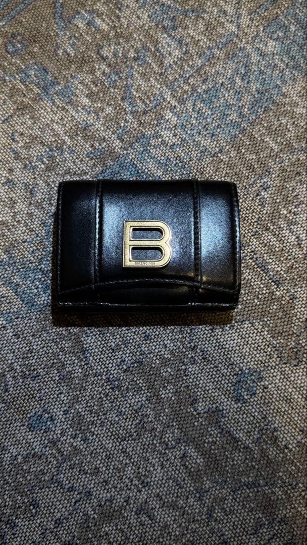 財布 ブラックレザー Bロゴ バレンシアガ