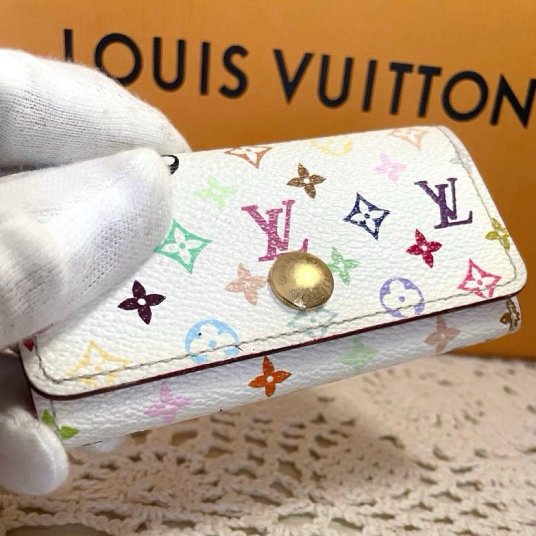 美品　LOUIS VUITTON マルチカラー4連キーケース　ホワイト