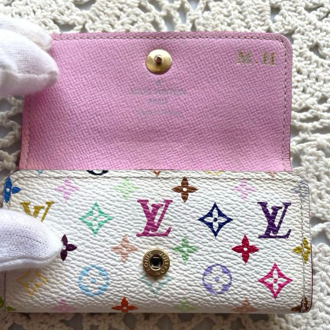 美品　LOUIS VUITTON マルチカラー4連キーケース　ホワイト