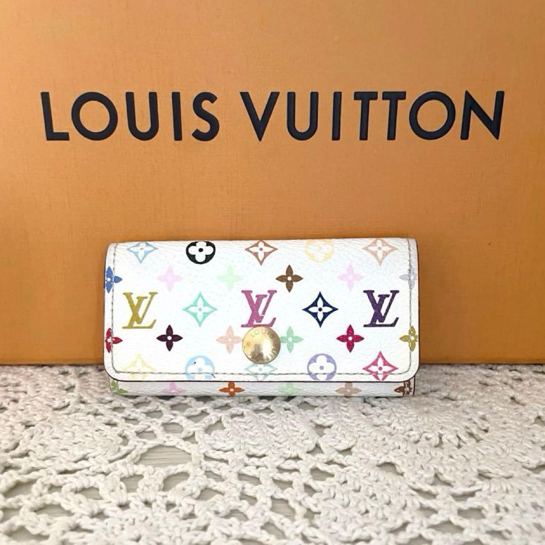 美品　LOUIS VUITTON マルチカラー4連キーケース　ホワイト