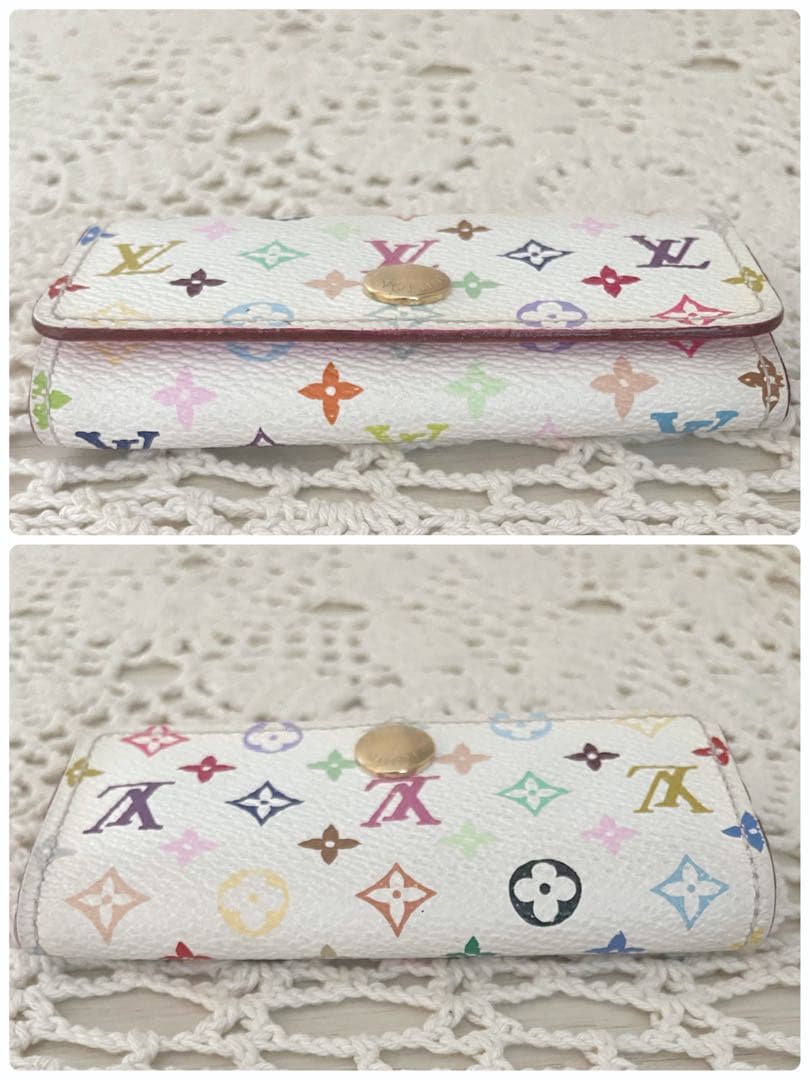 美品　LOUIS VUITTON マルチカラー4連キーケース　ホワイト