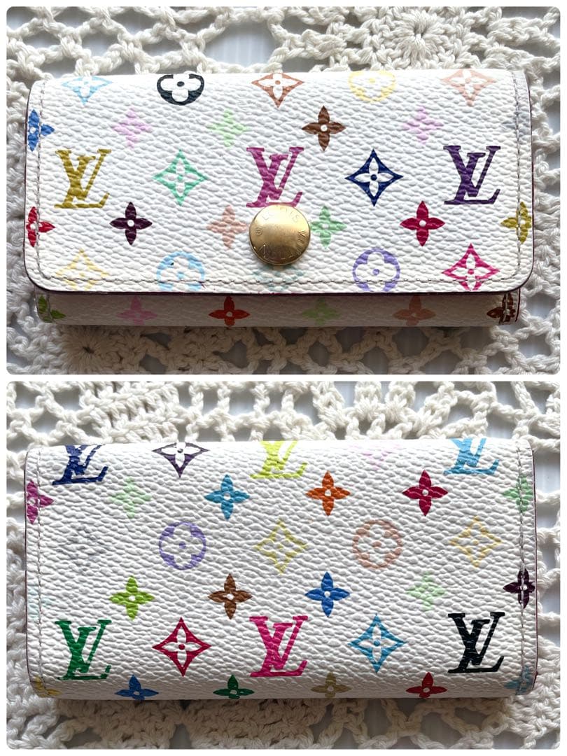 美品　LOUIS VUITTON マルチカラー4連キーケース　ホワイト