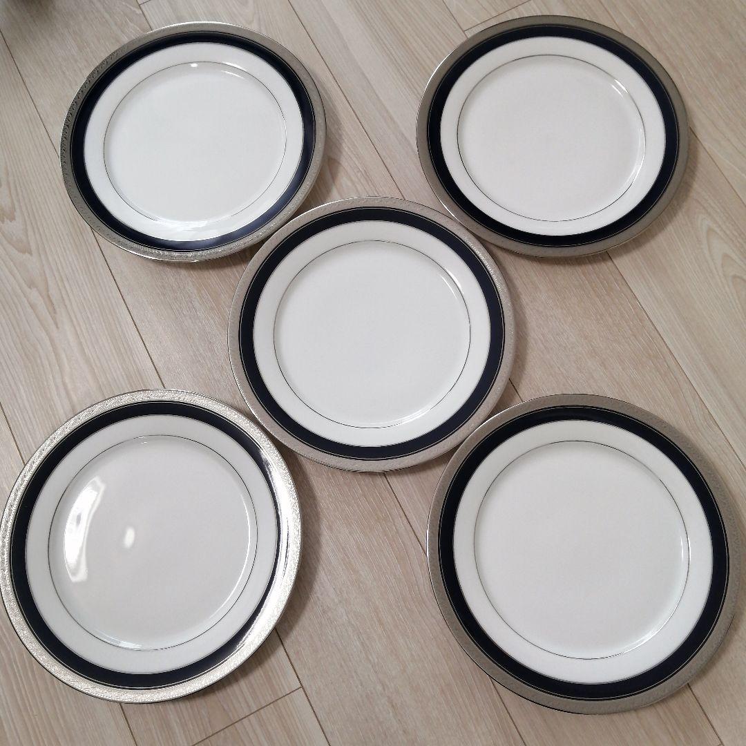 ノリタケ　プラチナ/コバルト 26.5cm　ディナープレート5枚