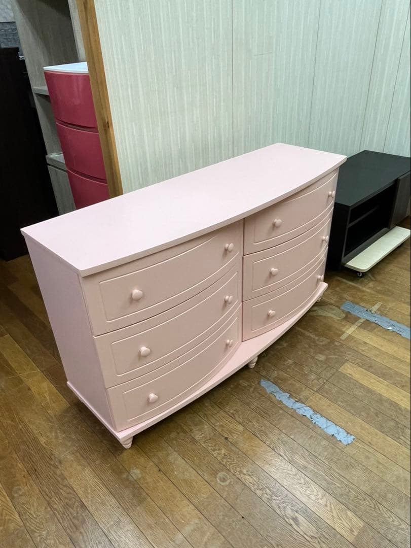 可愛い ピンク ローチェスト 3段×2 衣類 お姫様 家具 収納