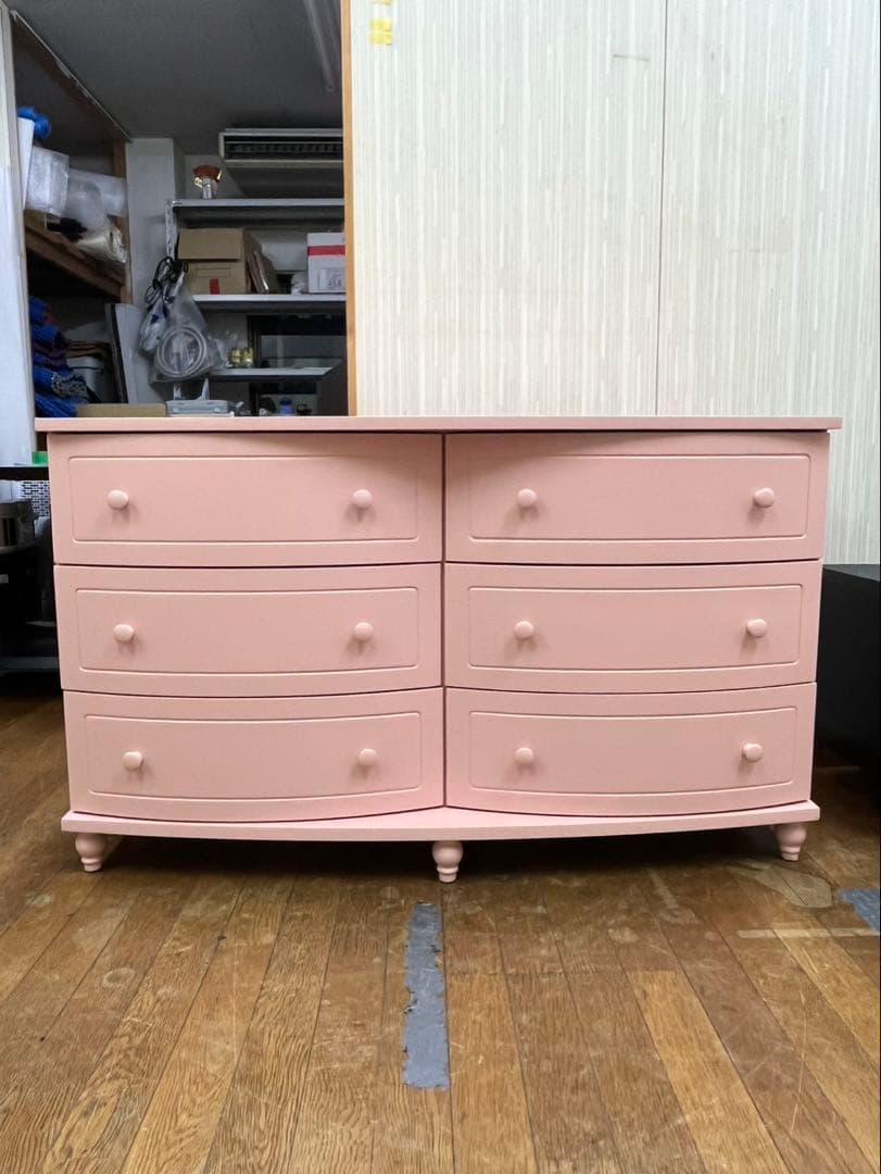 可愛い ピンク ローチェスト 3段×2 衣類 お姫様 家具 収納