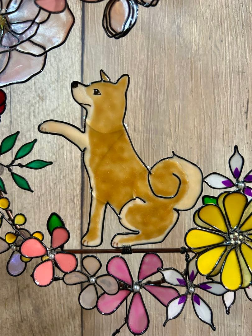 ぽん「3ポメ~お花リース」「ポメと柴犬~インコS字飾り」