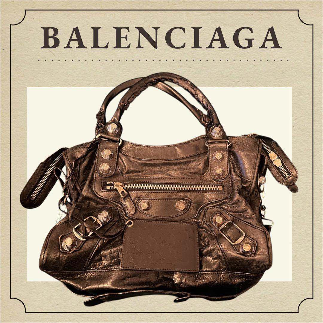 BALENCIAGA ブラウンレザーショルダーバッグ