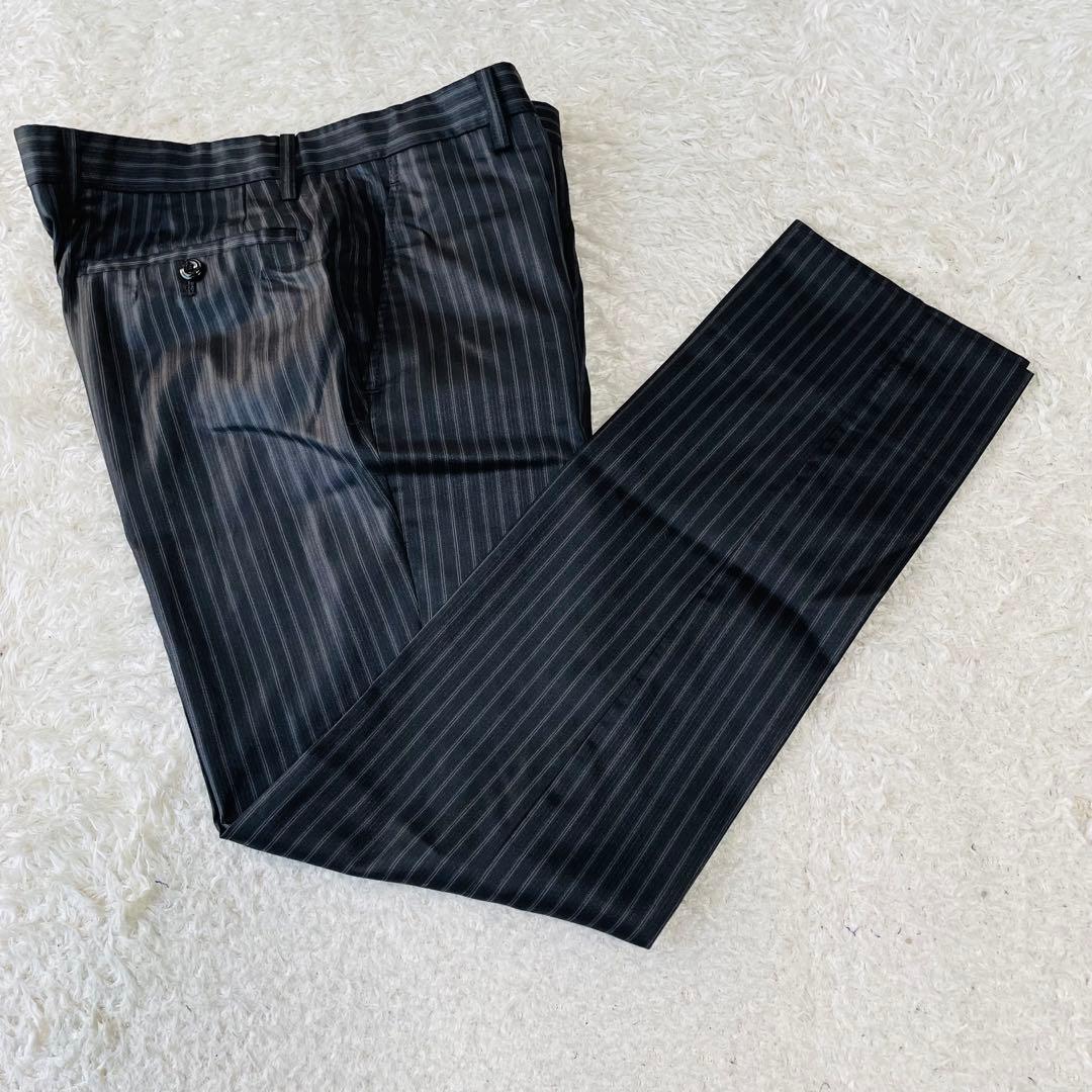 美品◆ムッシュニコル　スーツ　セットアップ　光沢　裏地ペイズリー　ストライプ46