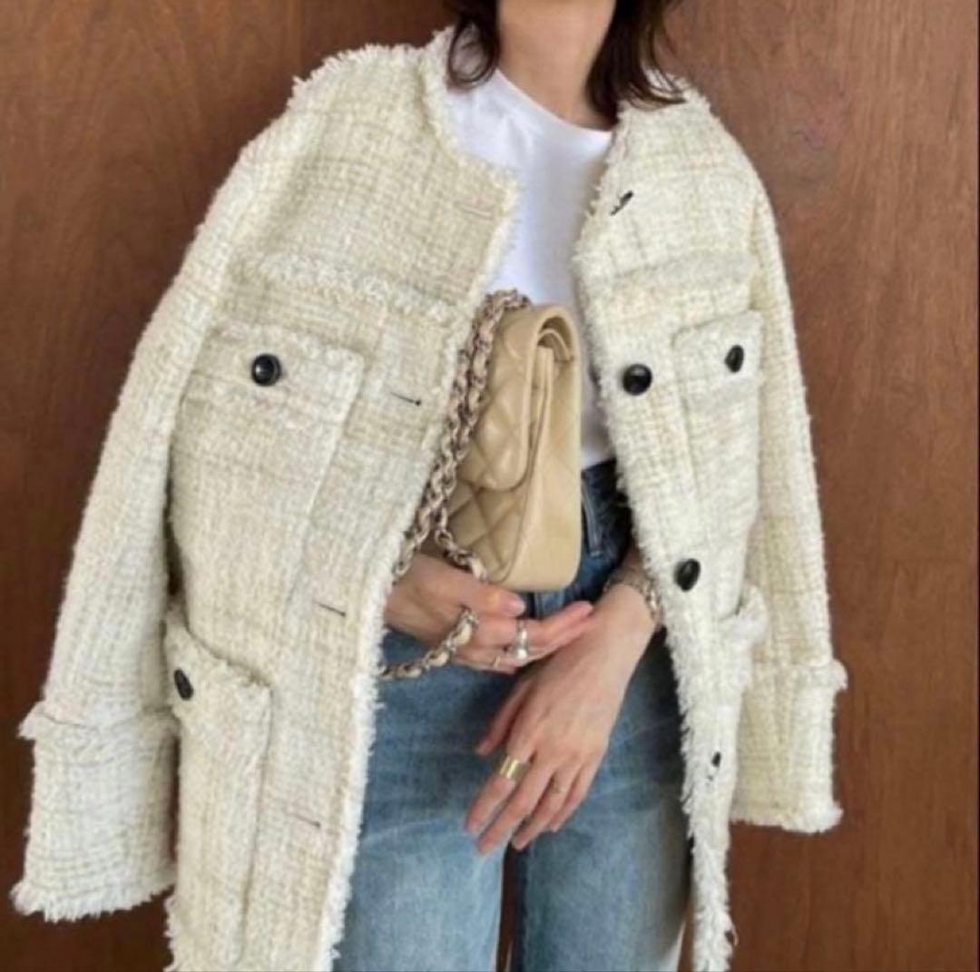 か*え様 CLANE NOCOLOR TWEED JACKET ツイードジャケッ