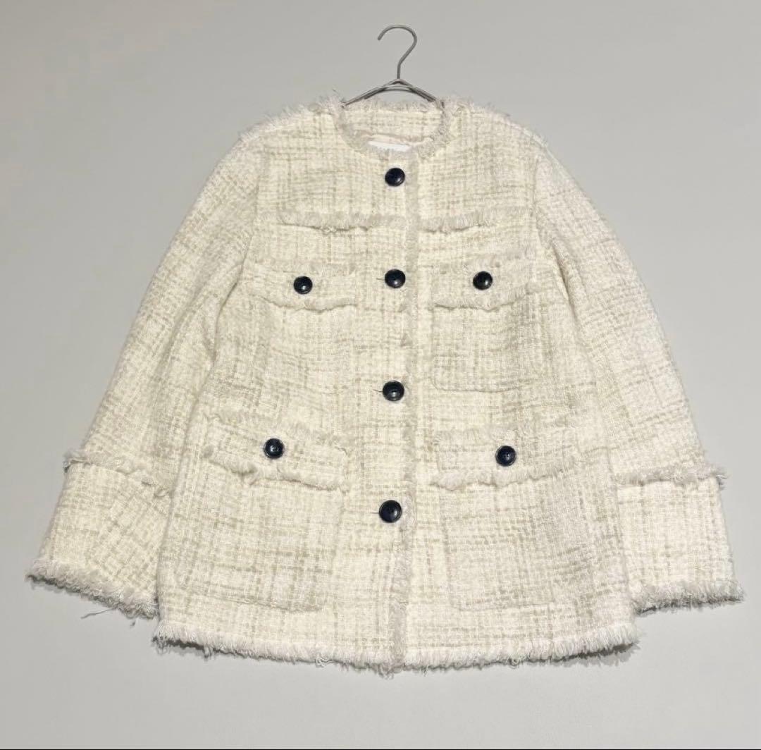 か*え様 CLANE NOCOLOR TWEED JACKET ツイードジャケッ