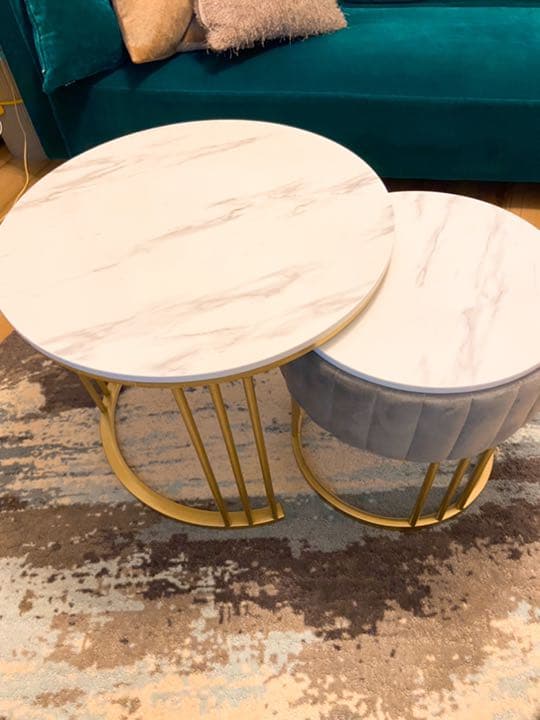 大理石テーブル　引き出しテーブル