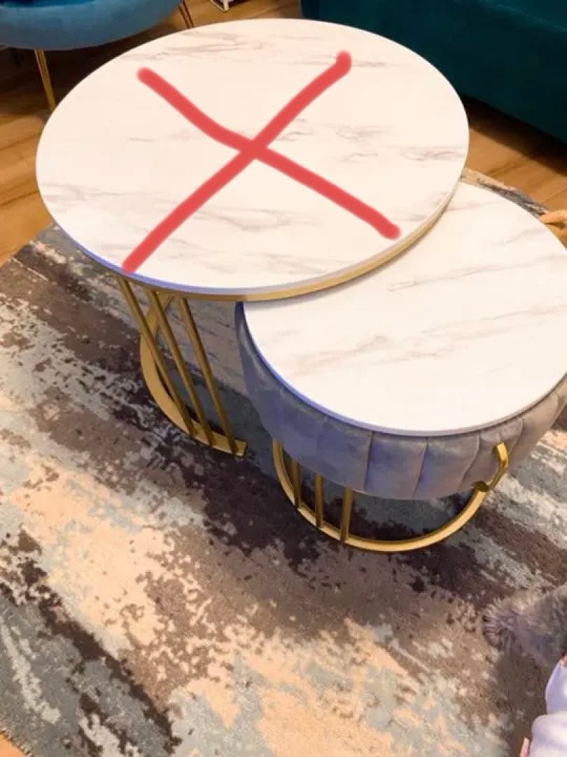 大理石テーブル　引き出しテーブル