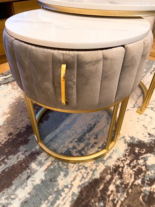 大理石テーブル　引き出しテーブル