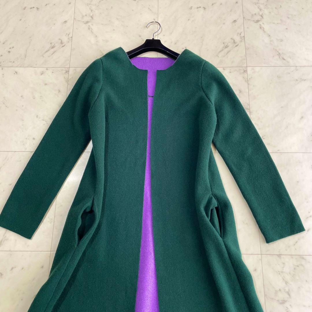 新品　MYLAN ニットコート　リバーコート　カシミヤ　ノーカラー F