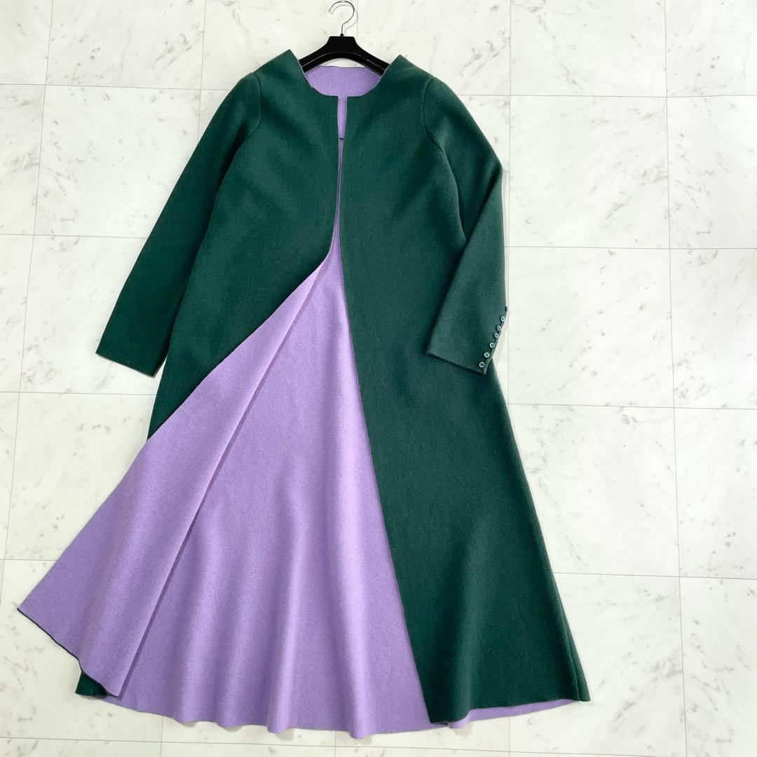 新品　MYLAN ニットコート　リバーコート　カシミヤ　ノーカラー F