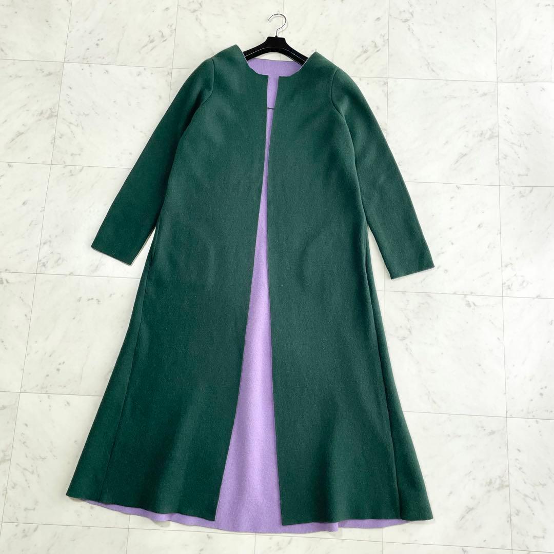 新品　MYLAN ニットコート　リバーコート　カシミヤ　ノーカラー F