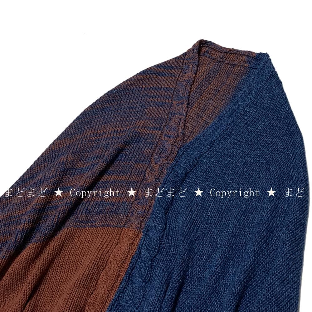 45R アーミッシュ撚り杢ポンチョ ケーブル ニット ネイビー 45rpm