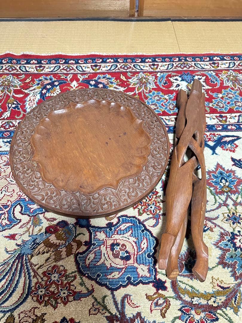 木彫 テーブル　花台 置物台 インテリア