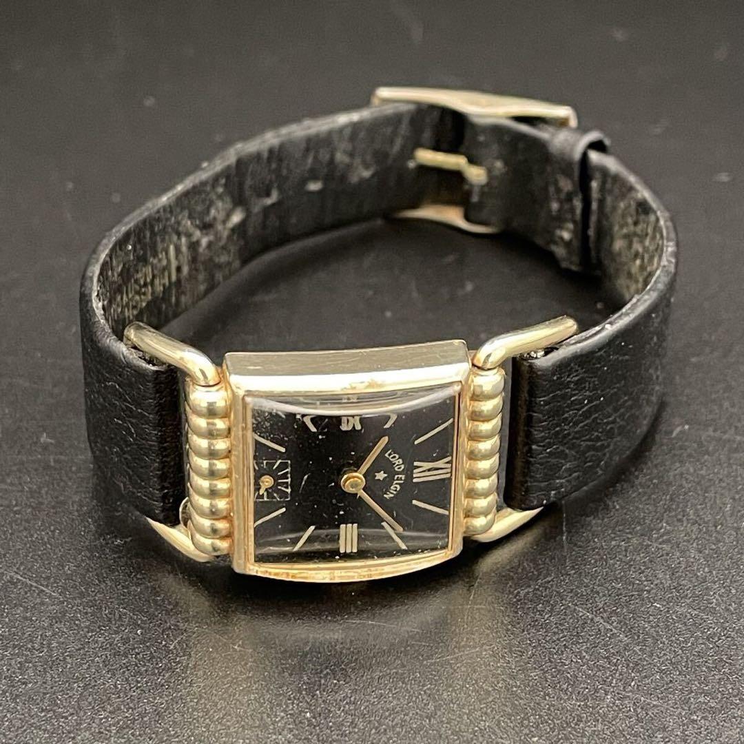 【貴重】ロードエルジン/14KGF/50’s/スクエア/手巻/レディース腕時計