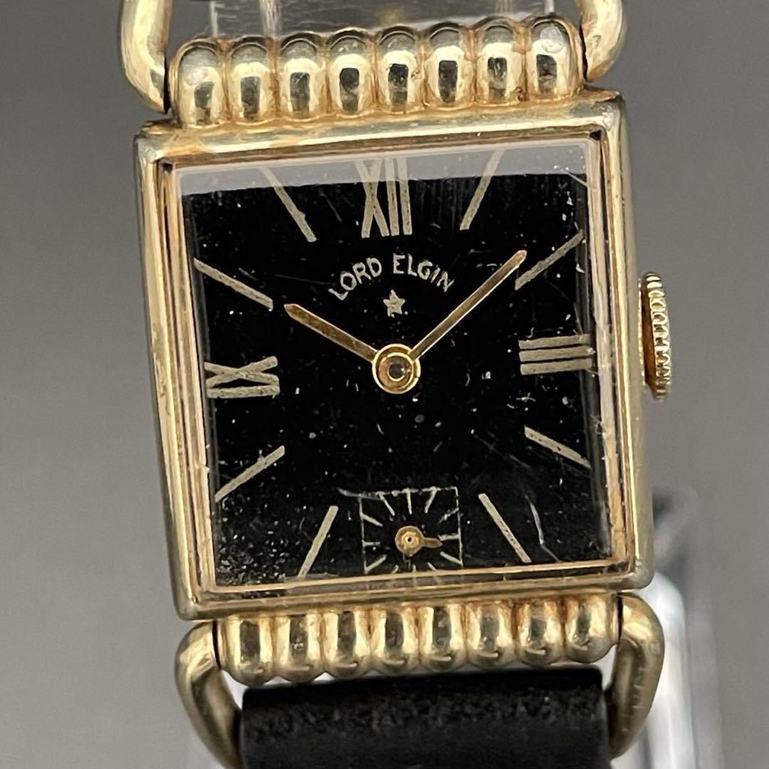 【貴重】ロードエルジン/14KGF/50’s/スクエア/手巻/レディース腕時計