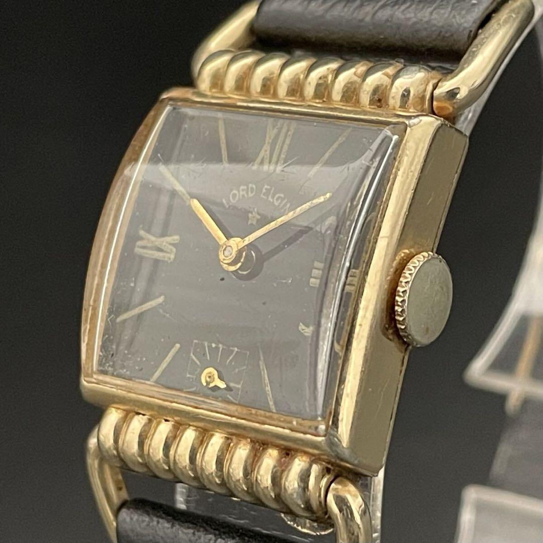 【貴重】ロードエルジン/14KGF/50’s/スクエア/手巻/レディース腕時計
