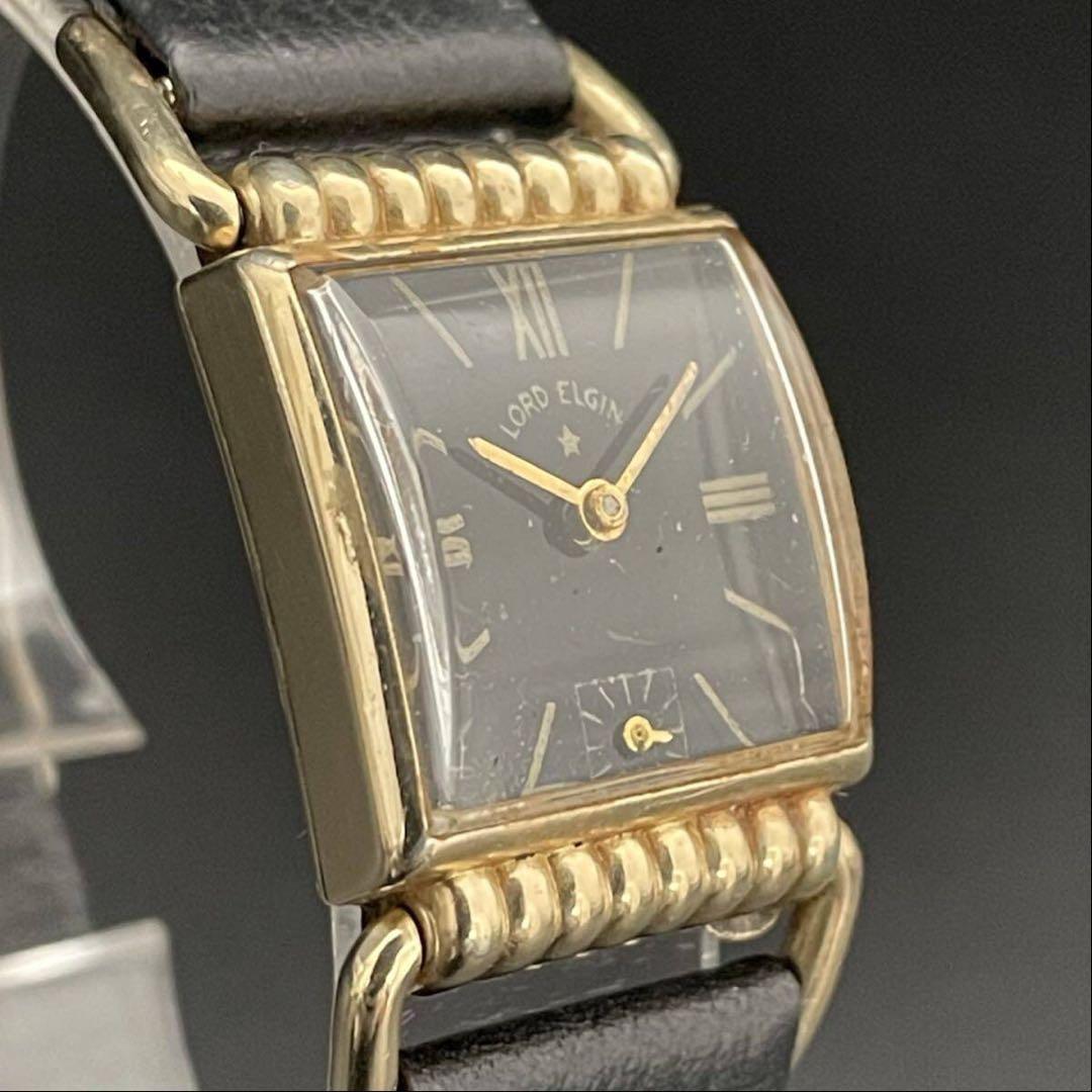 【貴重】ロードエルジン/14KGF/50’s/スクエア/手巻/レディース腕時計